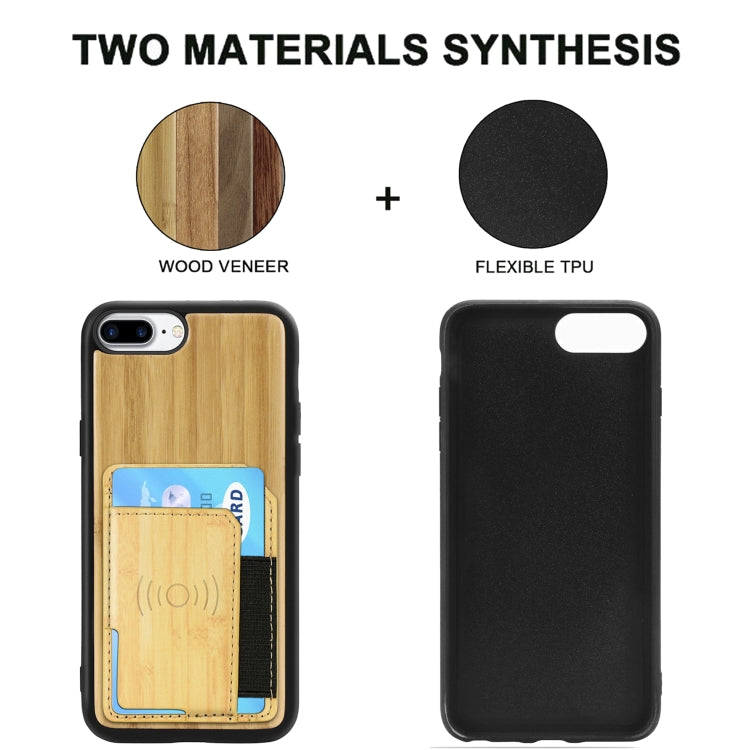 Wood Grain PU+TPU Protective Case with Card Slot For iPhone 8 & 7