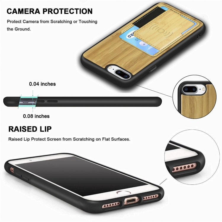 Wood Grain PU+TPU Protective Case with Card Slot For iPhone 8 & 7