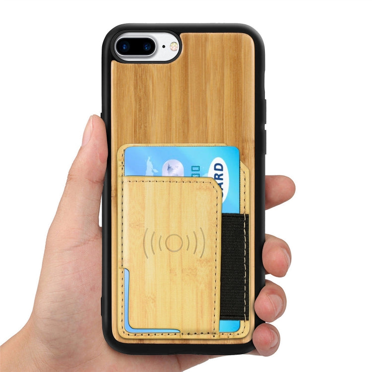 Wood Grain PU+TPU Protective Case with Card Slot For iPhone 8 & 7
