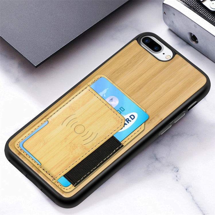 Wood Grain PU+TPU Protective Case with Card Slot For iPhone 8 & 7