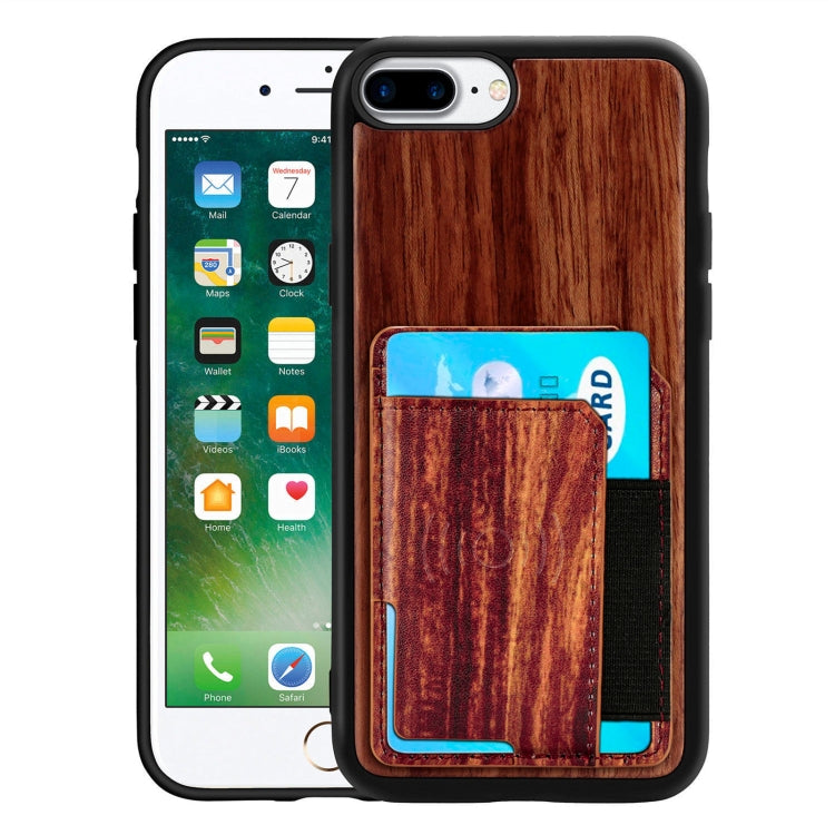 Wood Grain PU+TPU Protective Case with Card Slot For iPhone 8 & 7