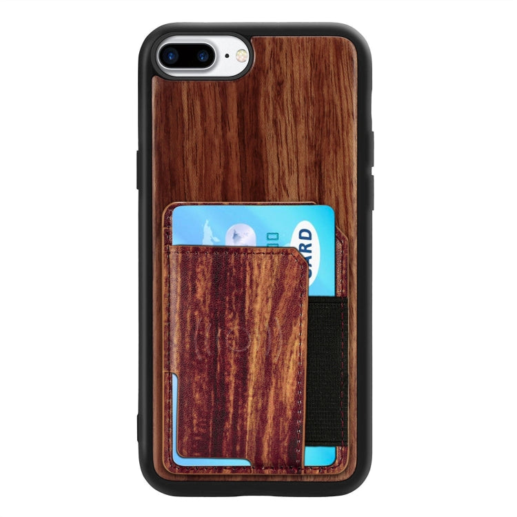 Wood Grain PU+TPU Protective Case with Card Slot For iPhone 8 & 7