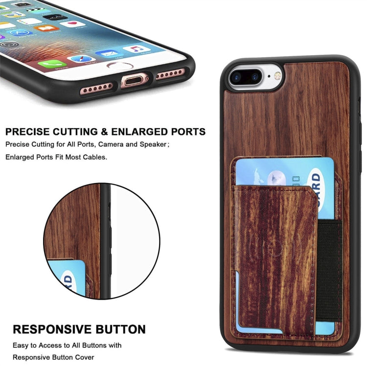 Wood Grain PU+TPU Protective Case with Card Slot For iPhone 8 & 7