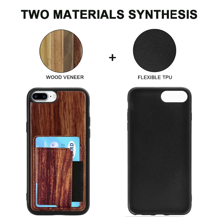 Wood Grain PU+TPU Protective Case with Card Slot For iPhone 8 & 7