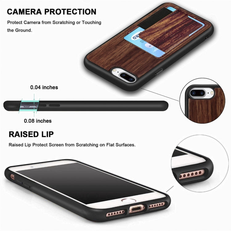 Wood Grain PU+TPU Protective Case with Card Slot For iPhone 8 & 7