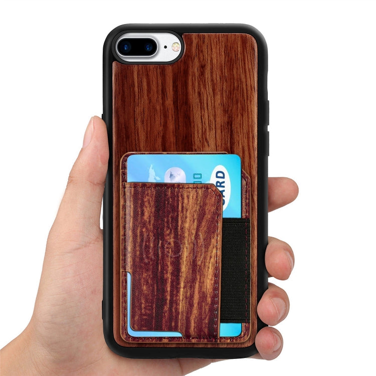 Wood Grain PU+TPU Protective Case with Card Slot For iPhone 8 & 7