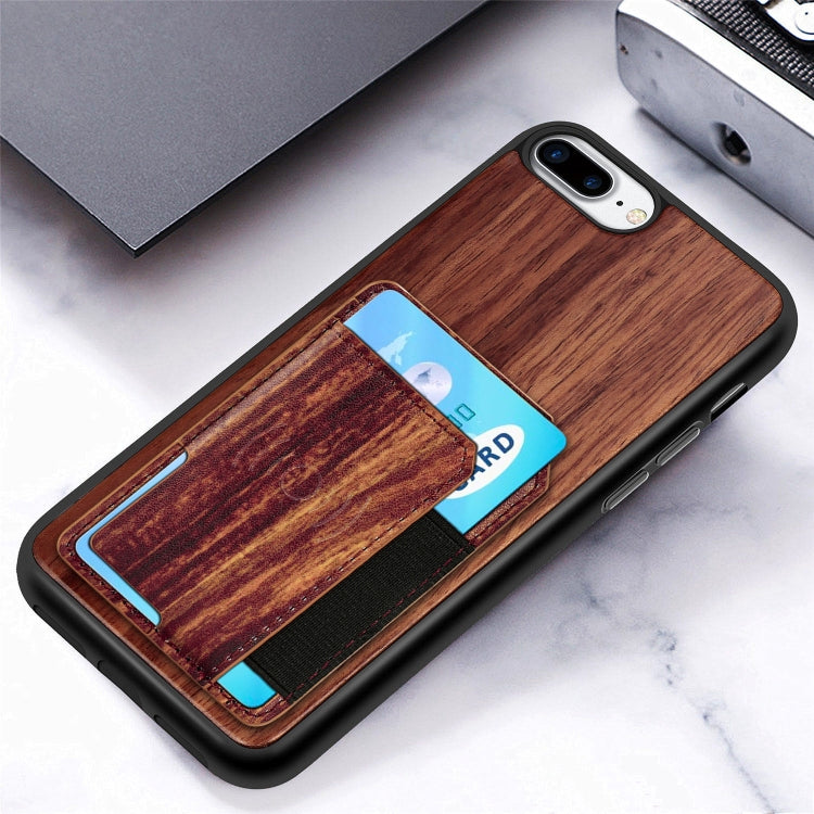 Wood Grain PU+TPU Protective Case with Card Slot For iPhone 8 & 7