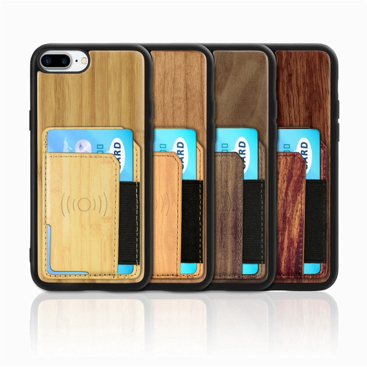 Wood Grain PU+TPU Protective Case with Card Slot For iPhone 8 & 7