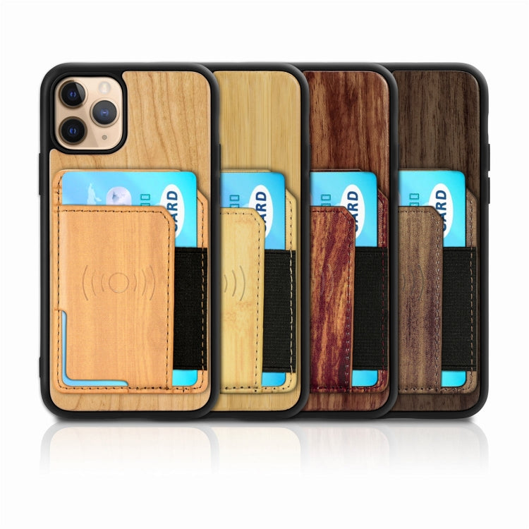 For iPhone 11 Pro Wood Grain PU+TPU Protective Case with Card Slot