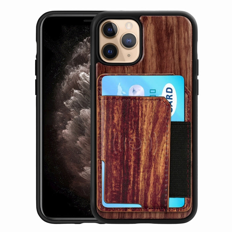 For iPhone 11 Pro Wood Grain PU+TPU Protective Case with Card Slot