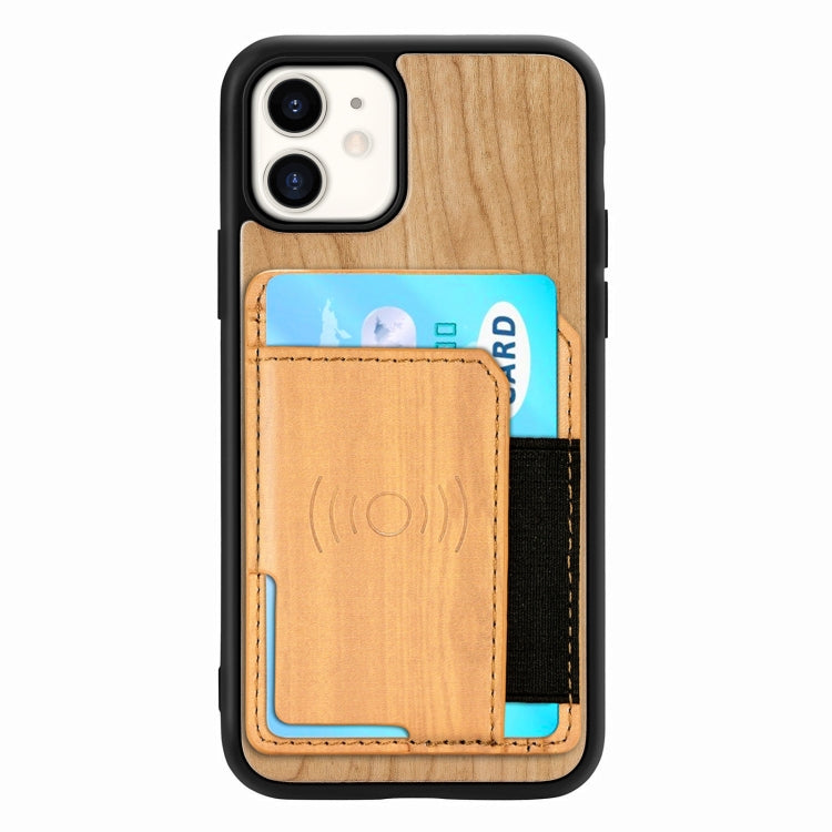 For iPhone 11 Wood Grain PU+TPU Protective Case with Card Slot