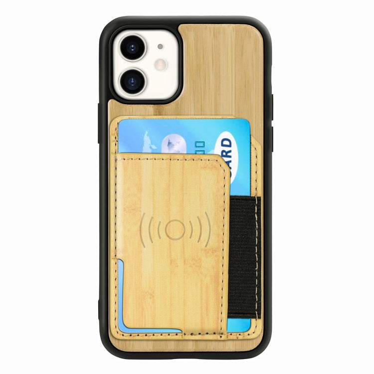For iPhone 11 Wood Grain PU+TPU Protective Case with Card Slot