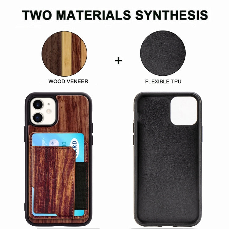 For iPhone 11 Wood Grain PU+TPU Protective Case with Card Slot