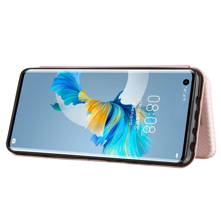 For Huawei Mate 40 Carbon Fiber Texture Horizontal Flip TPU + PC + PU Leather Case with Card Slot