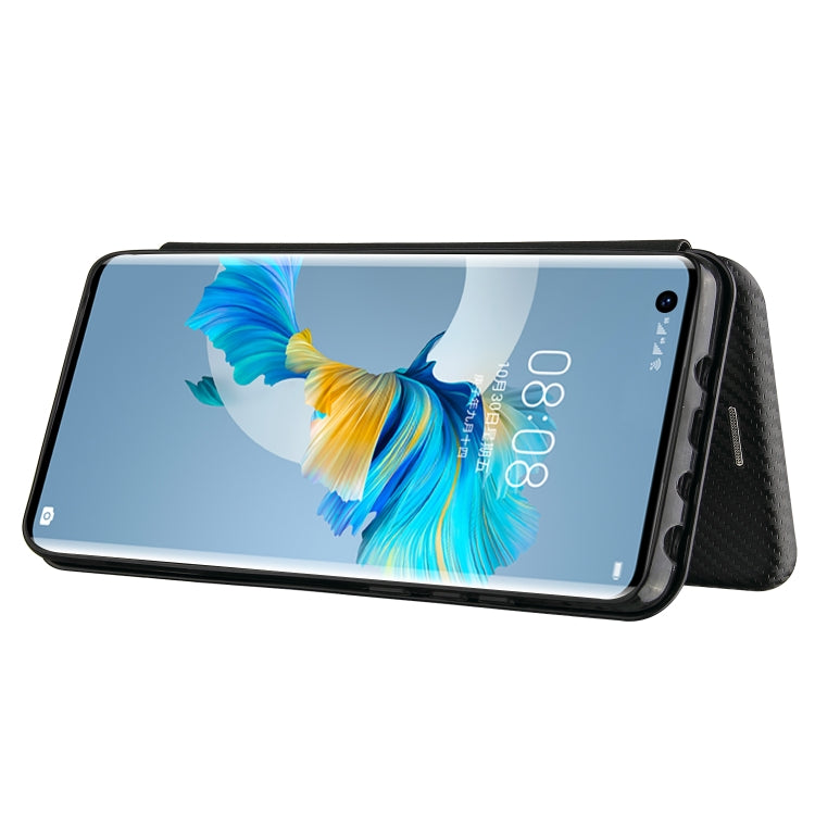 For Huawei Mate 40 Carbon Fiber Texture Horizontal Flip TPU + PC + PU Leather Case with Card Slot