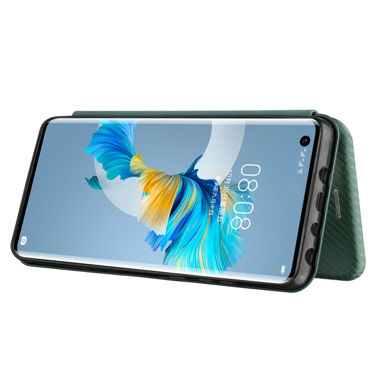 For Huawei Mate 40 Carbon Fiber Texture Horizontal Flip TPU + PC + PU Leather Case with Card Slot