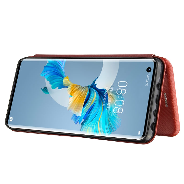 For Huawei Mate 40 Carbon Fiber Texture Horizontal Flip TPU + PC + PU Leather Case with Card Slot