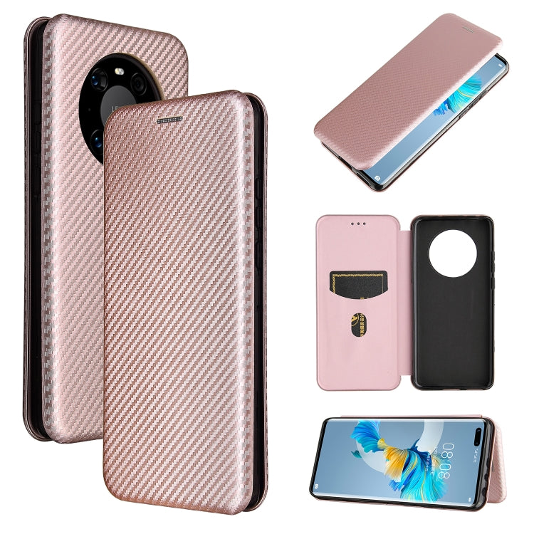 For Huawei Mate 40 Pro Carbon Fiber Texture Horizontal Flip TPU + PC + PU Leather Case with Card Slot