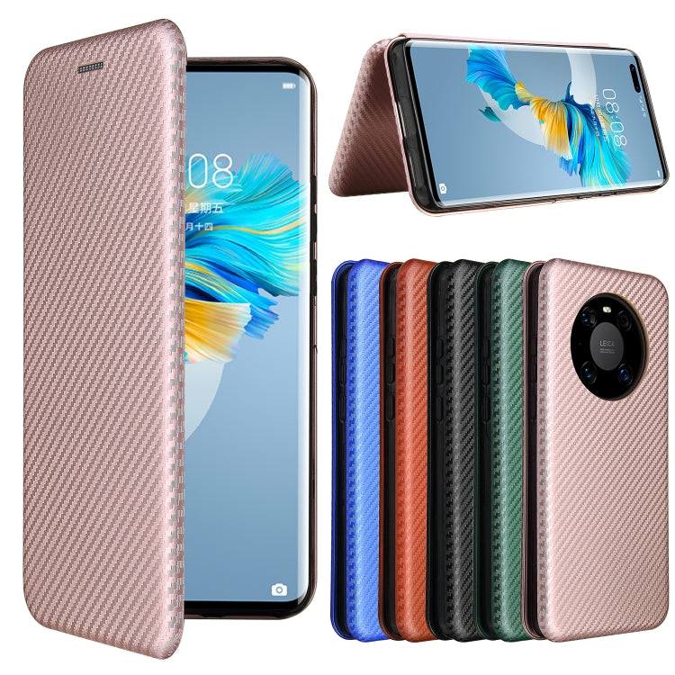 For Huawei Mate 40 Pro Carbon Fiber Texture Horizontal Flip TPU + PC + PU Leather Case with Card Slot
