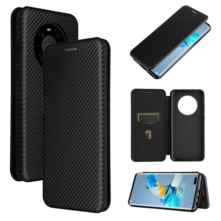 For Huawei Mate 40 Pro Carbon Fiber Texture Horizontal Flip TPU + PC + PU Leather Case with Card Slot