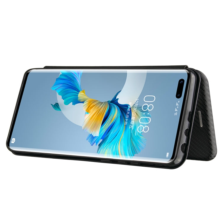 For Huawei Mate 40 Pro Carbon Fiber Texture Horizontal Flip TPU + PC + PU Leather Case with Card Slot