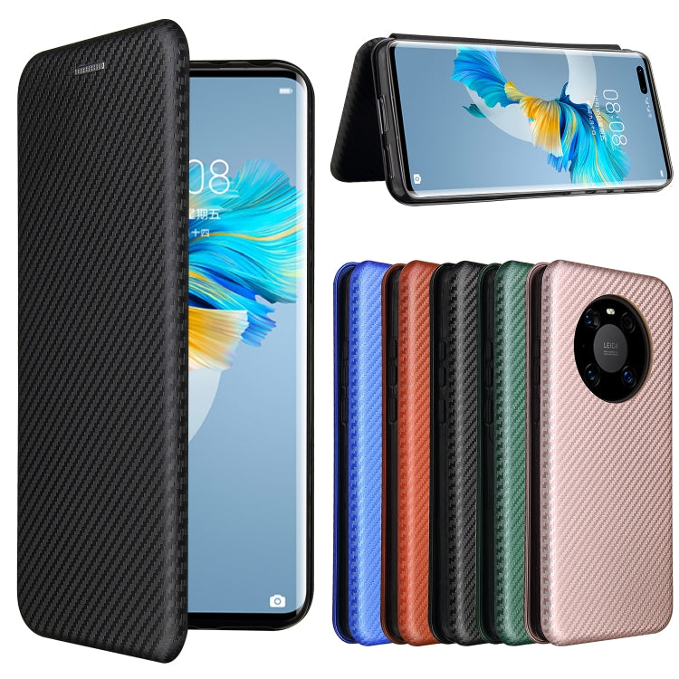 For Huawei Mate 40 Pro Carbon Fiber Texture Horizontal Flip TPU + PC + PU Leather Case with Card Slot