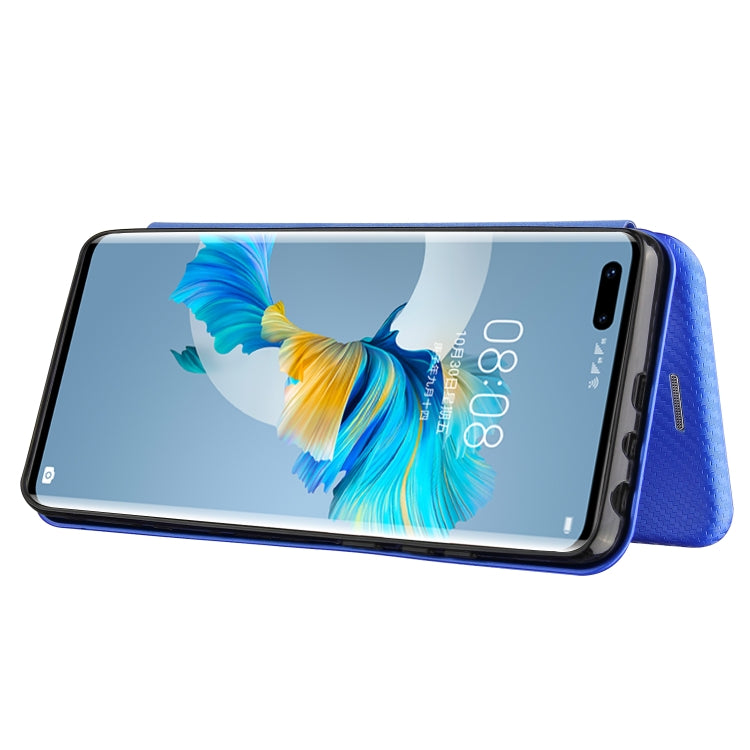 For Huawei Mate 40 Pro Carbon Fiber Texture Horizontal Flip TPU + PC + PU Leather Case with Card Slot