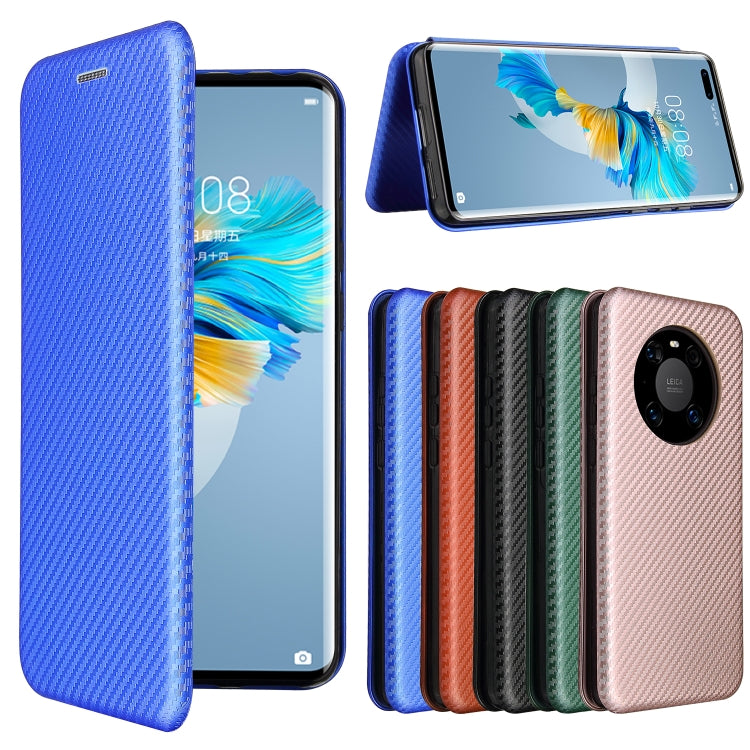 For Huawei Mate 40 Pro Carbon Fiber Texture Horizontal Flip TPU + PC + PU Leather Case with Card Slot