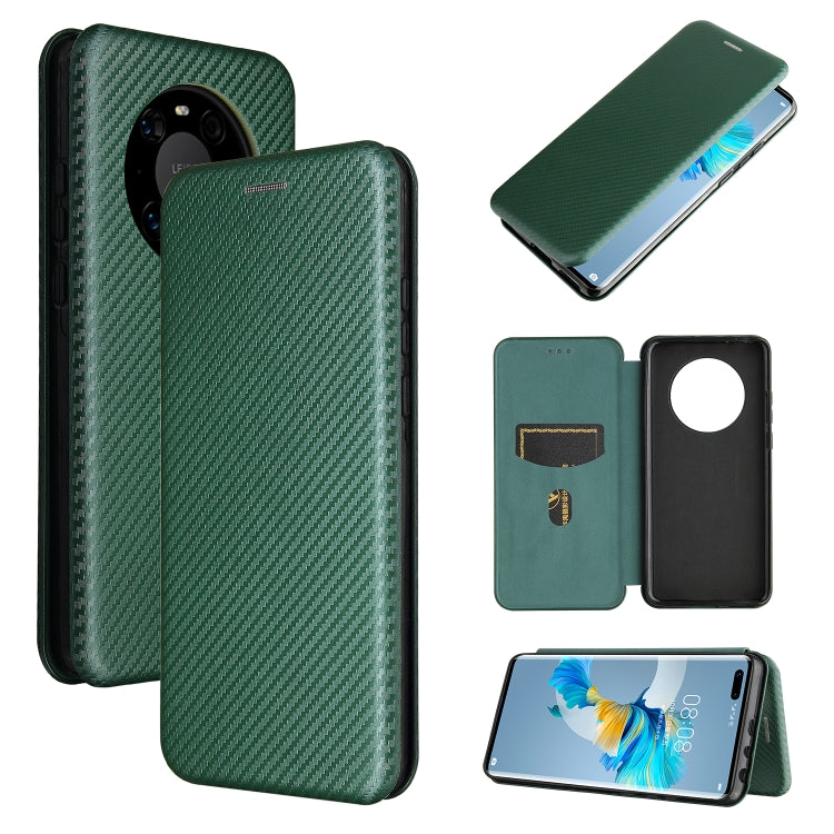 For Huawei Mate 40 Pro Carbon Fiber Texture Horizontal Flip TPU + PC + PU Leather Case with Card Slot