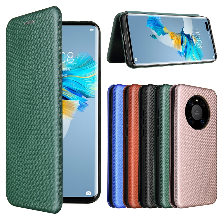 For Huawei Mate 40 Pro Carbon Fiber Texture Horizontal Flip TPU + PC + PU Leather Case with Card Slot