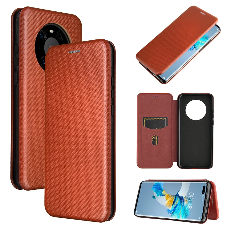For Huawei Mate 40 Pro Carbon Fiber Texture Horizontal Flip TPU + PC + PU Leather Case with Card Slot