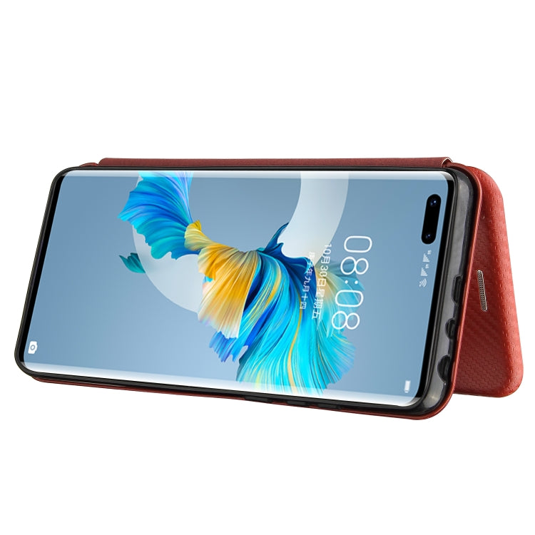 For Huawei Mate 40 Pro Carbon Fiber Texture Horizontal Flip TPU + PC + PU Leather Case with Card Slot