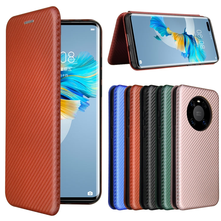 For Huawei Mate 40 Pro Carbon Fiber Texture Horizontal Flip TPU + PC + PU Leather Case with Card Slot