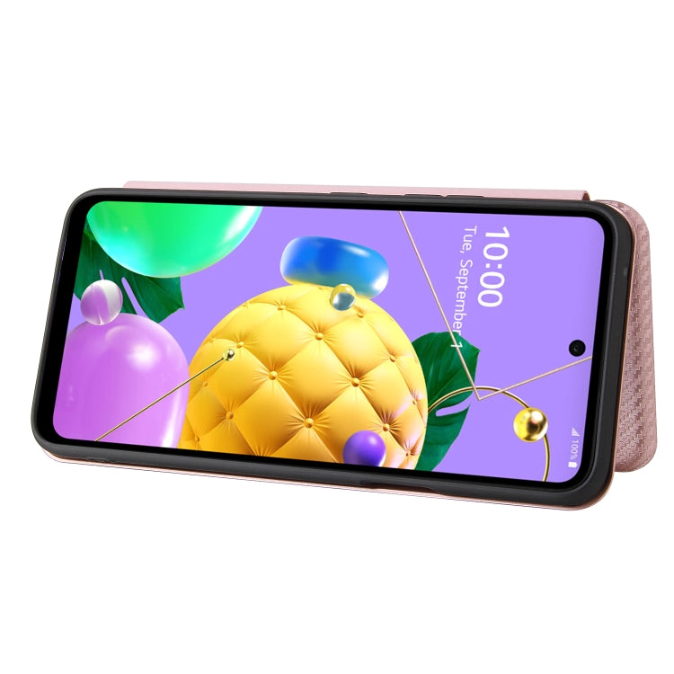 For LG K52 / K62 Carbon Fiber Texture Horizontal Flip TPU + PC + PU Leather Case with Card Slot