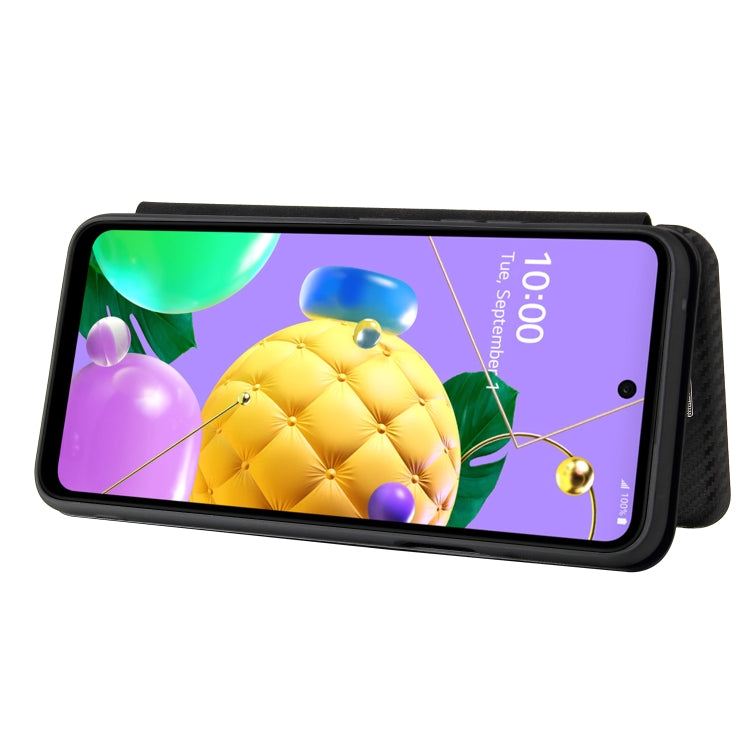 For LG K52 / K62 Carbon Fiber Texture Horizontal Flip TPU + PC + PU Leather Case with Card Slot