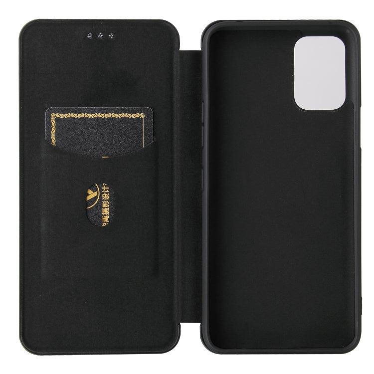 For LG K52 / K62 Carbon Fiber Texture Horizontal Flip TPU + PC + PU Leather Case with Card Slot