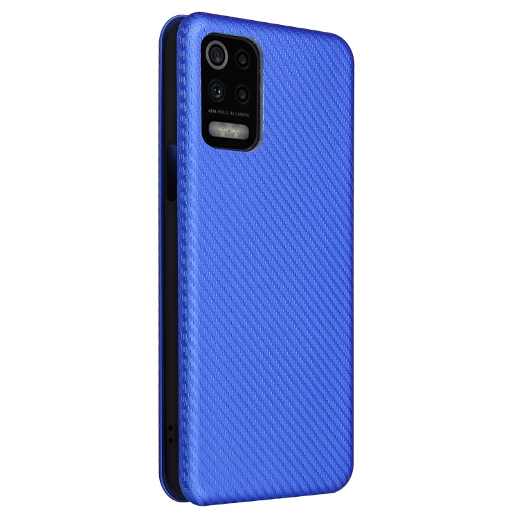For LG K52 / K62 Carbon Fiber Texture Horizontal Flip TPU + PC + PU Leather Case with Card Slot
