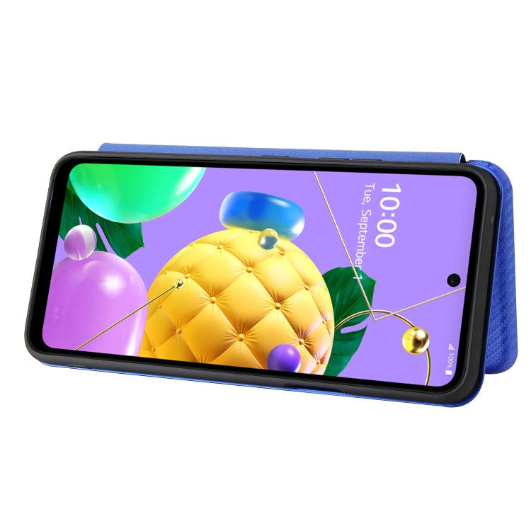 For LG K52 / K62 Carbon Fiber Texture Horizontal Flip TPU + PC + PU Leather Case with Card Slot