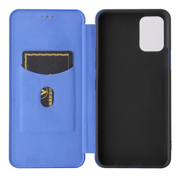 For LG K52 / K62 Carbon Fiber Texture Horizontal Flip TPU + PC + PU Leather Case with Card Slot