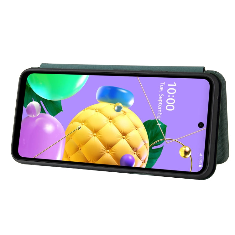 For LG K52 / K62 Carbon Fiber Texture Horizontal Flip TPU + PC + PU Leather Case with Card Slot