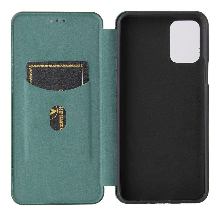For LG K52 / K62 Carbon Fiber Texture Horizontal Flip TPU + PC + PU Leather Case with Card Slot