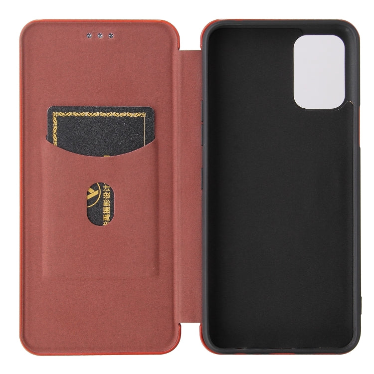 For LG K52 / K62 Carbon Fiber Texture Horizontal Flip TPU + PC + PU Leather Case with Card Slot