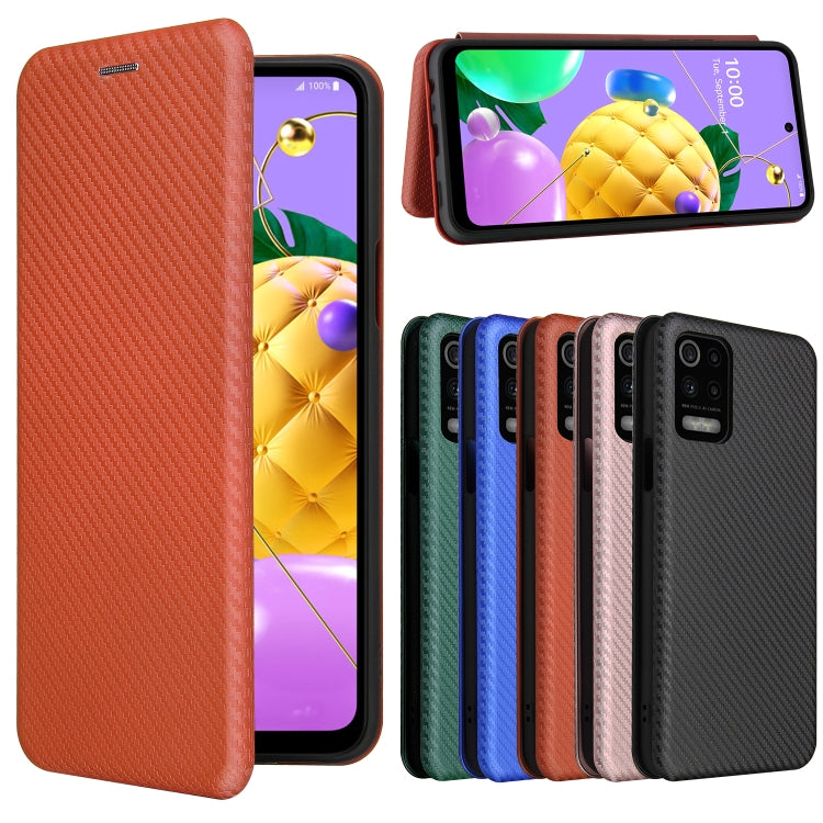 For LG K52 / K62 Carbon Fiber Texture Horizontal Flip TPU + PC + PU Leather Case with Card Slot