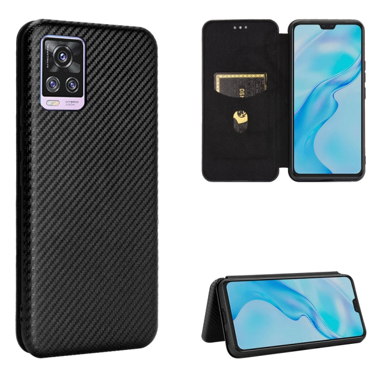 For vivo V20 Pro 5G Carbon Fiber Texture Horizontal Flip TPU + PC + PU Leather Case with Card Slot