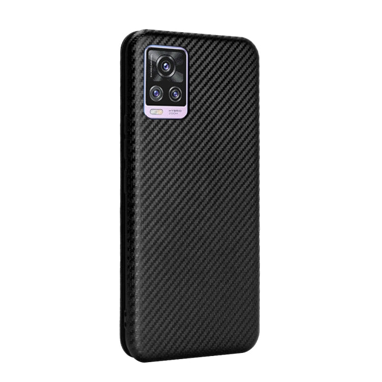 For vivo V20 Pro 5G Carbon Fiber Texture Horizontal Flip TPU + PC + PU Leather Case with Card Slot