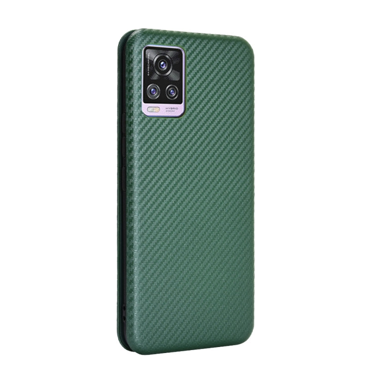 For vivo V20 Pro 5G Carbon Fiber Texture Horizontal Flip TPU + PC + PU Leather Case with Card Slot