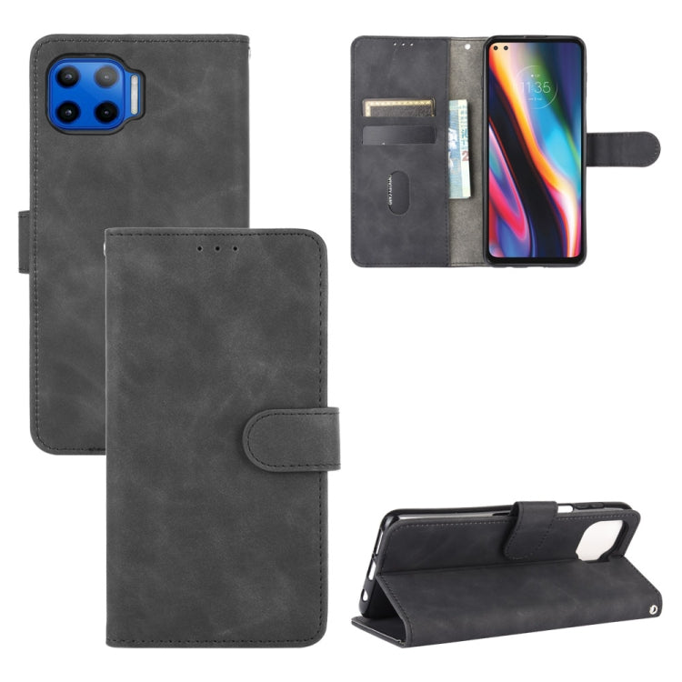 For Motorola One 5G / Moto G 5G Plus Solid Color Skin Feel Magnetic Buckle Horizontal Flip Calf Texture PU Leather Case with Holder & Card Slots & Wallet