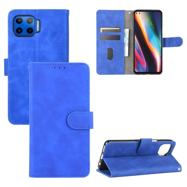 For Motorola One 5G / Moto G 5G Plus Solid Color Skin Feel Magnetic Buckle Horizontal Flip Calf Texture PU Leather Case with Holder & Card Slots & Wallet