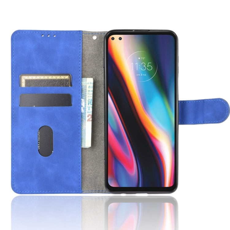 For Motorola One 5G / Moto G 5G Plus Solid Color Skin Feel Magnetic Buckle Horizontal Flip Calf Texture PU Leather Case with Holder & Card Slots & Wallet