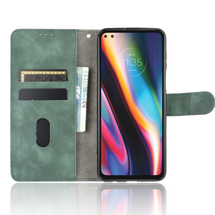 For Motorola One 5G / Moto G 5G Plus Solid Color Skin Feel Magnetic Buckle Horizontal Flip Calf Texture PU Leather Case with Holder & Card Slots & Wallet